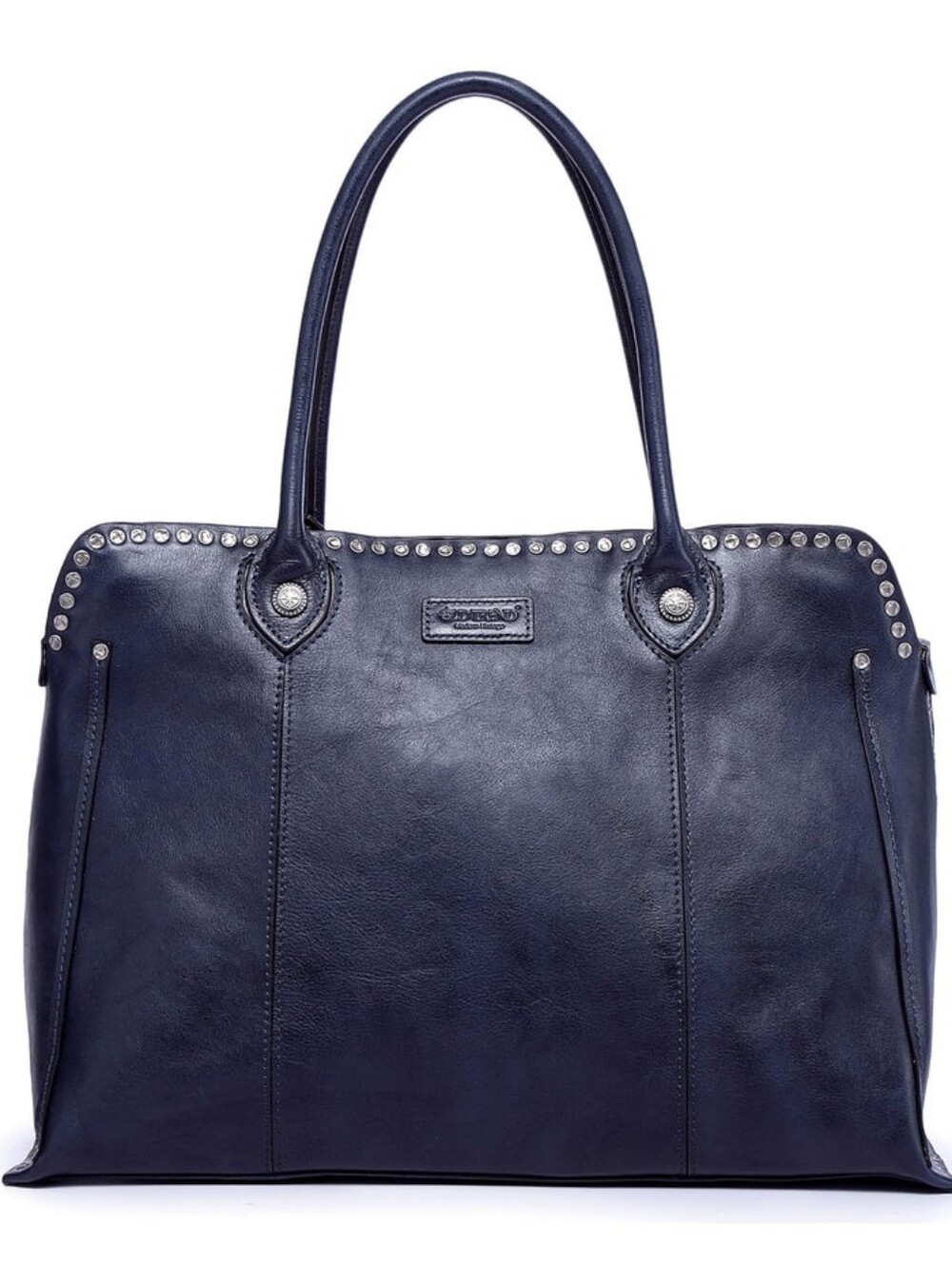 Old Trend Blue Leather Studded Tote Satchel Bag NWT Large Carryall Handbag